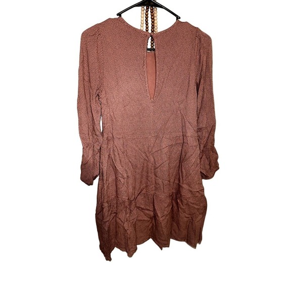 Abercrombie & Fitch Brown Polka Dot Long Sleeve Mini Dress - Picture 3 of 3